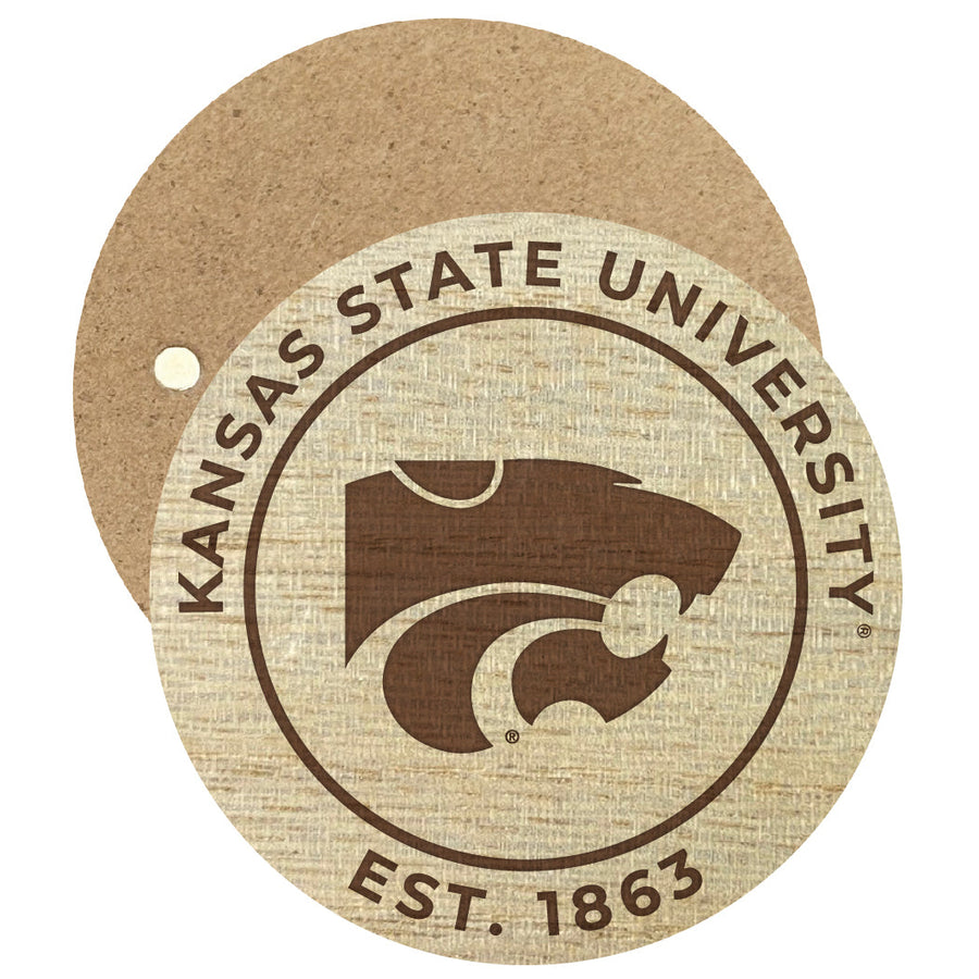 Kansas State Wildcats Engraved Round Wooden 2.5" Fridge Magnet Officially Licensed Collegiate Product Image 1