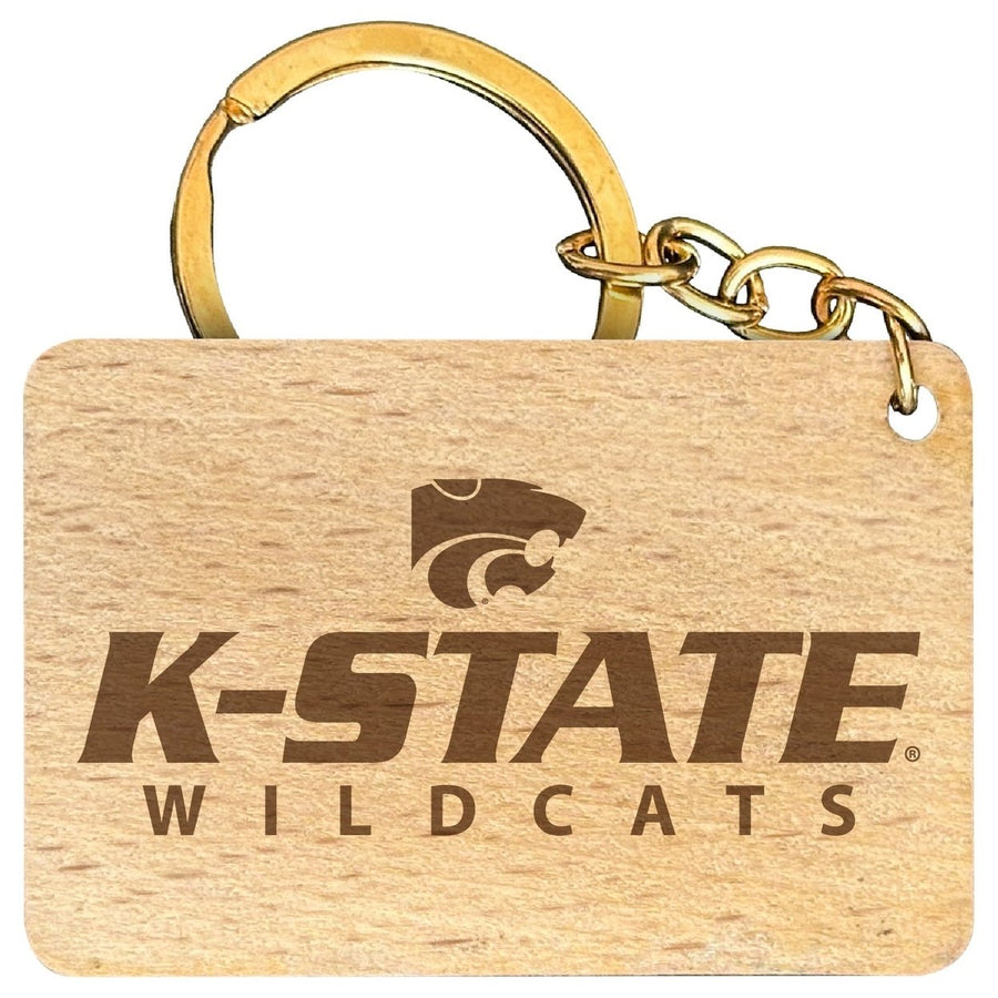 Kansas State Wildcats Engraved Flat Wood Keychain 1.5" x 2.5" Officially Licensed Collegiate Product Image 1