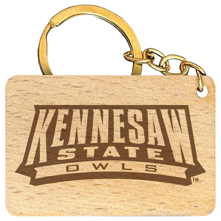 Kennesaw State University Engraved Flat Wood Keychain 1.5" x 2.5" Officially Licensed Collegiate Product Image 1