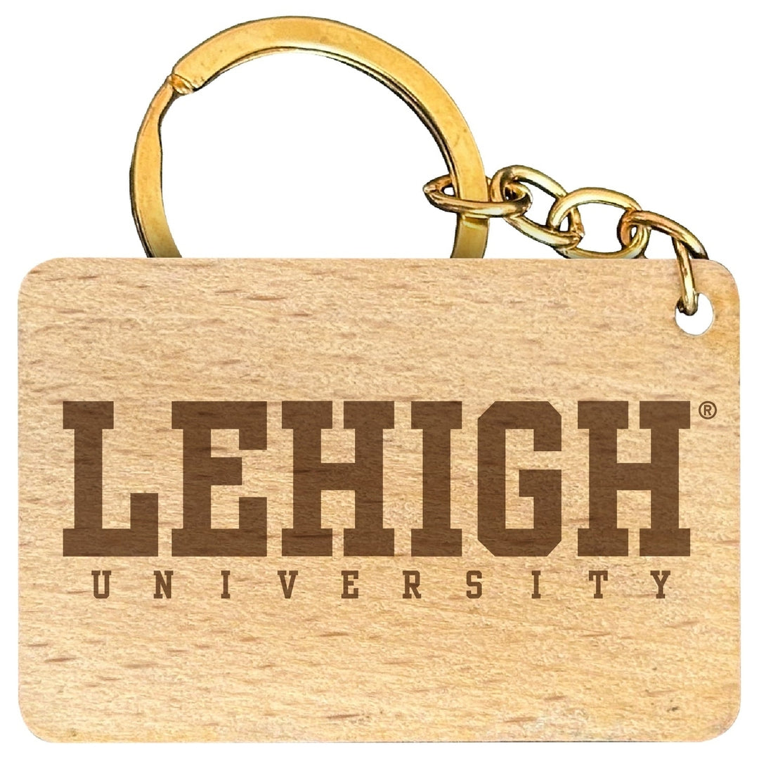 Lehigh University Mountain Hawks Engraved Flat Wood Keychain 1.5" x 2.5" Officially Licensed Collegiate Product Image 1