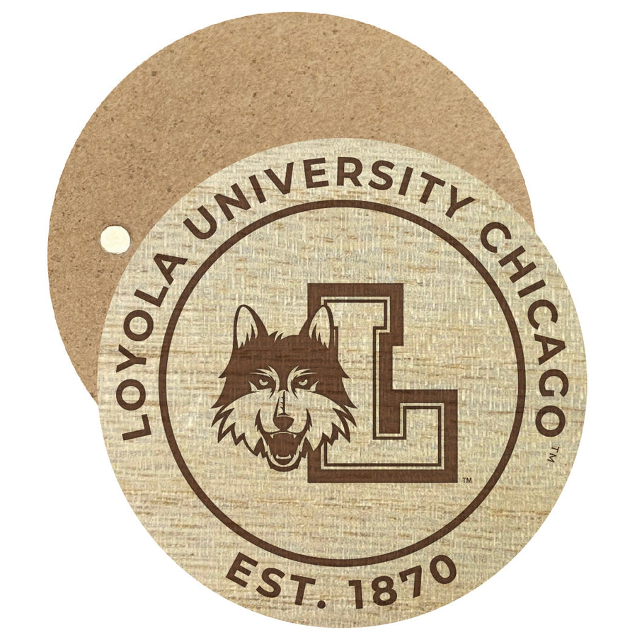 Loyola University Ramblers Engraved Round Wooden 2.5" Fridge Magnet Officially Licensed Collegiate Product Image 1