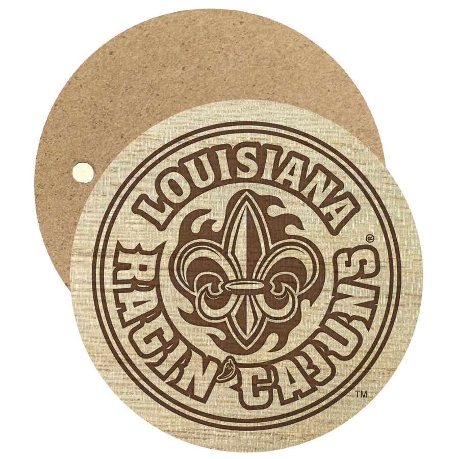 Louisiana at Lafayette Ragin Cajuns Engraved Round Wooden 2.5" Fridge Magnet Officially Licensed Collegiate Product Image 1