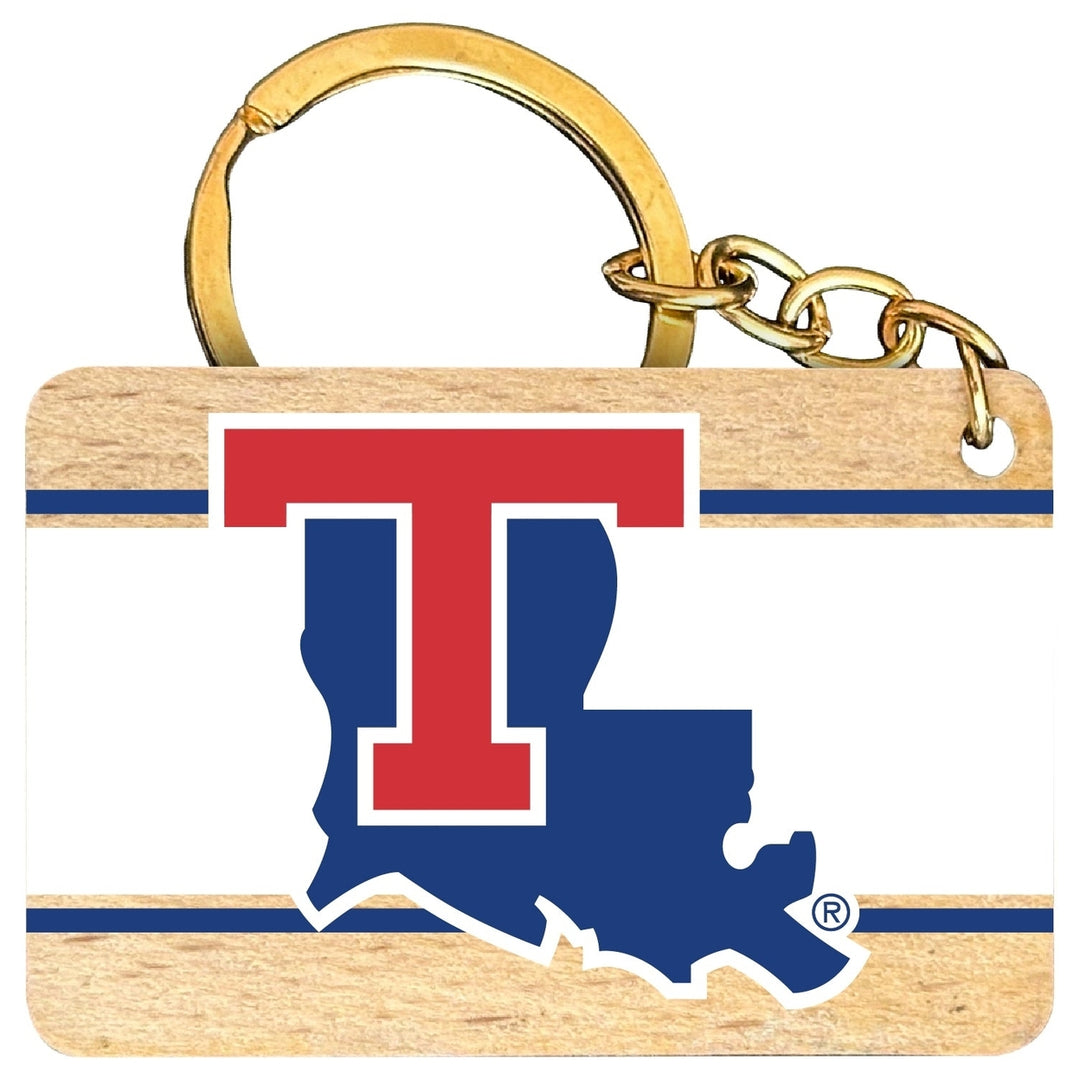 Louisiana Tech Bulldogs Flat Wood Keychain 1.5" x 2.5" Officially Licensed Collegiate Product Image 1