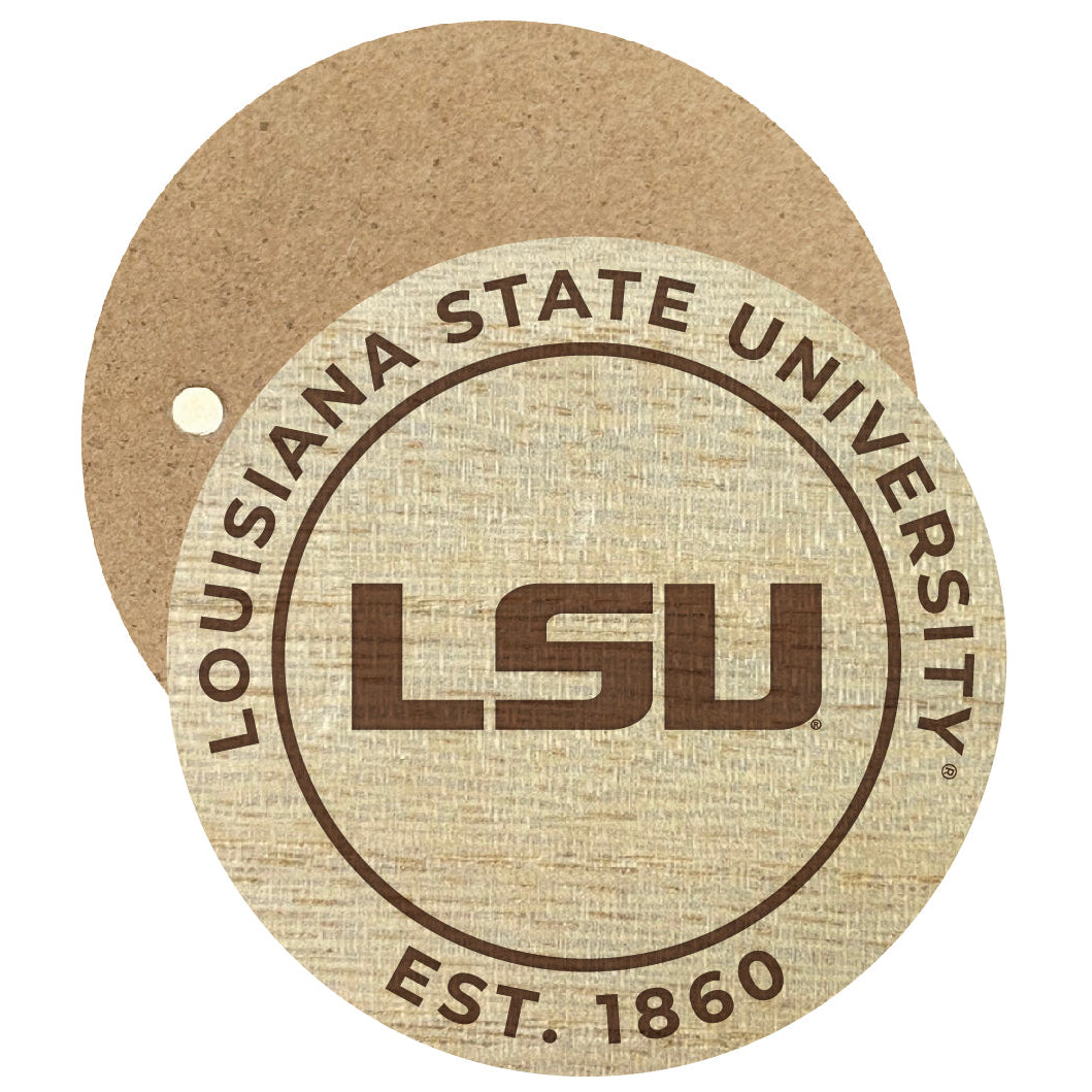 LSU Tigers Engraved Round Wooden 2.5" Fridge Magnet Officially Licensed Collegiate Product Image 1