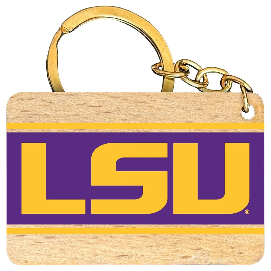 LSU Tigers Flat Wood Keychain 1.5" x 2.5" Officially Licensed Collegiate Product Image 1