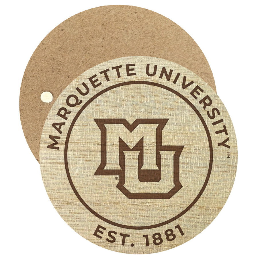 Marquette Golden Eagles Engraved Round Wooden 2.5" Fridge Magnet Officially Licensed Collegiate Product Image 1