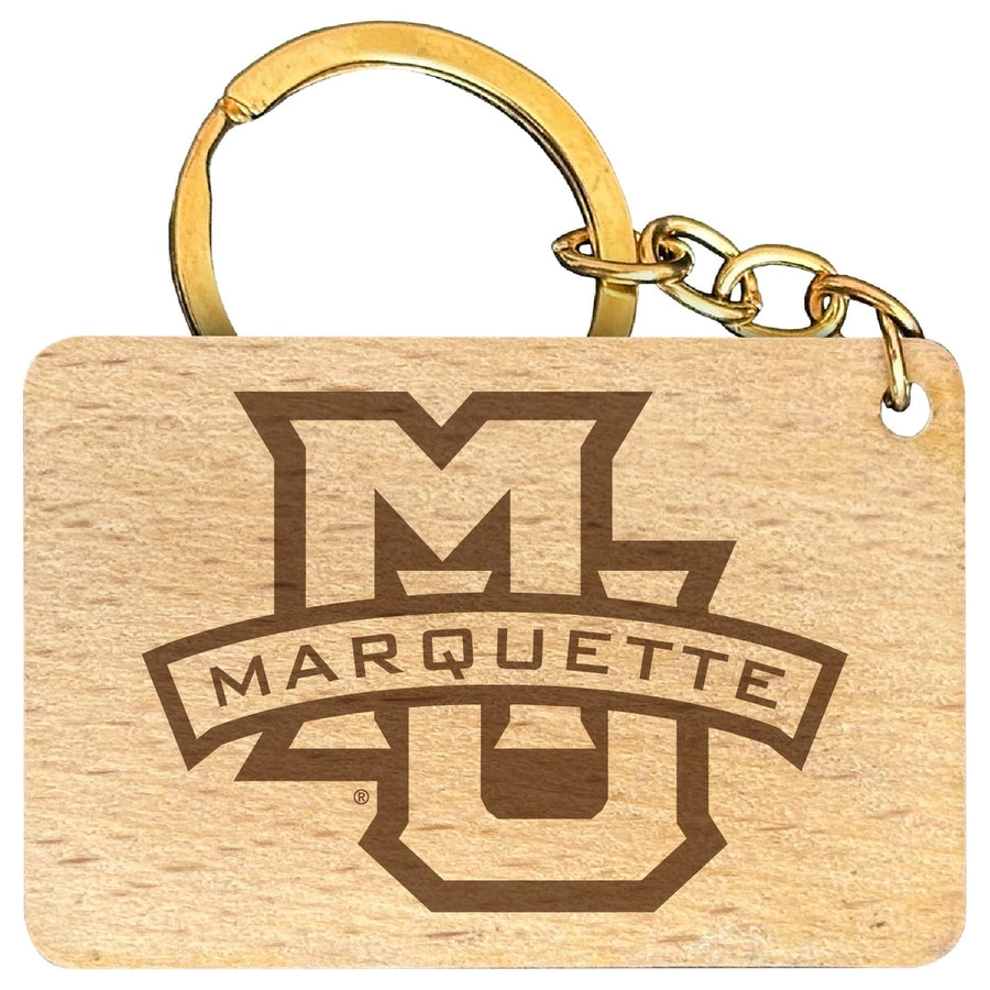 Marquette Golden Eagles Engraved Flat Wood Keychain 1.5" x 2.5" Officially Licensed Collegiate Product Image 1