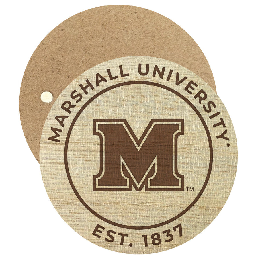 Marshall Thundering Herd Engraved Round Wooden 2.5" Fridge Magnet Officially Licensed Collegiate Product Image 1