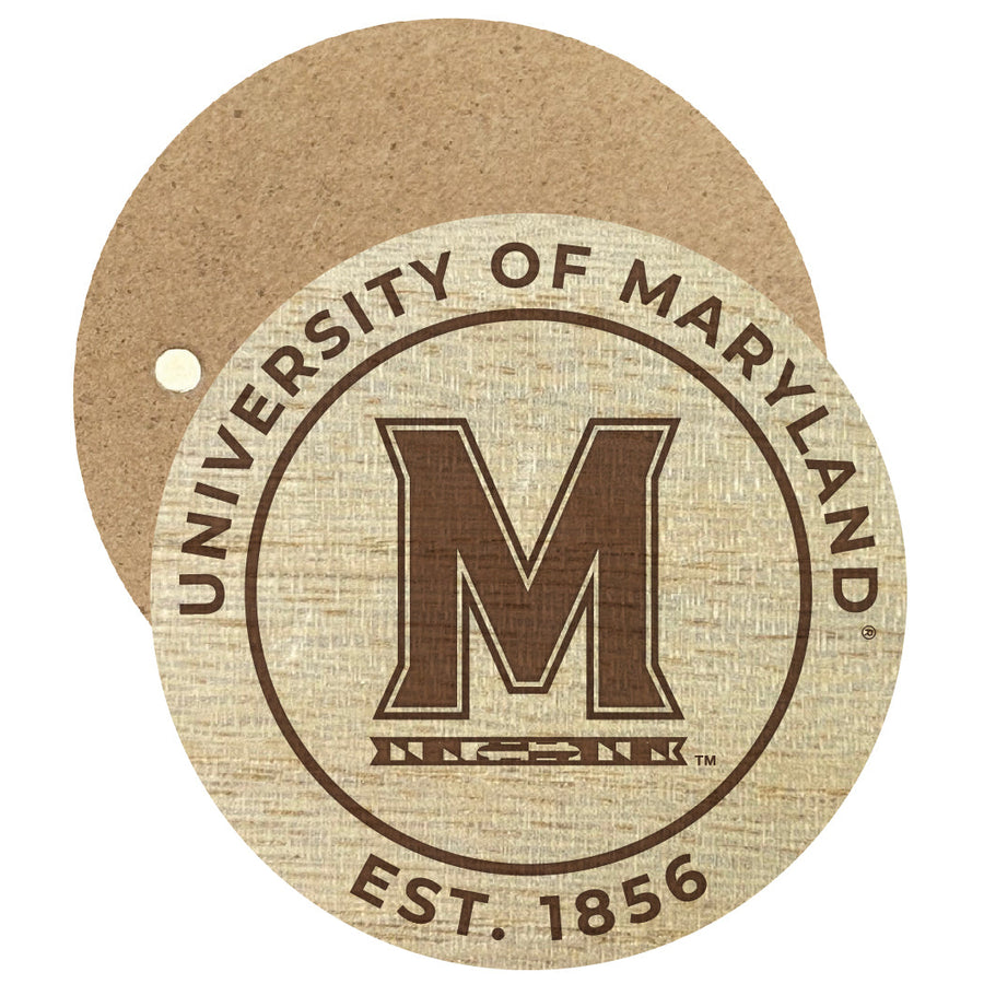 Maryland Terrapins Engraved Round Wooden 2.5" Fridge Magnet Officially Licensed Collegiate Product Image 1