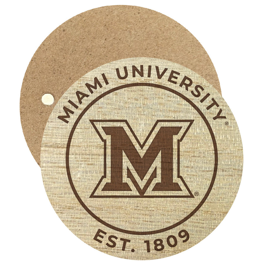 Miami University of Ohio Engraved Round Wooden 2.5" Fridge Magnet Officially Licensed Collegiate Product Image 1