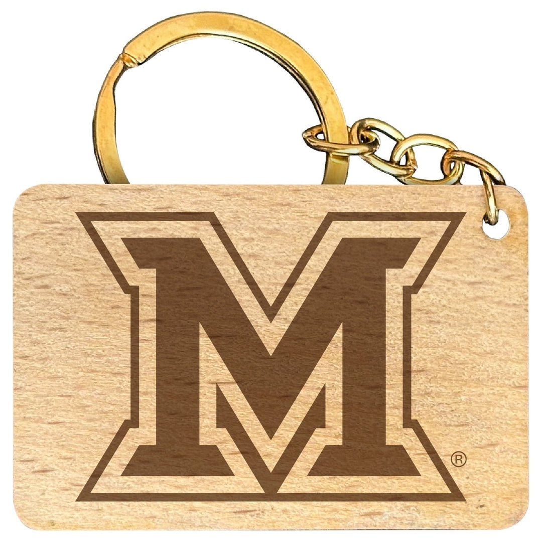 Miami University of Ohio Engraved Flat Wood Keychain 1.5" x 2.5" Officially Licensed Collegiate Product Image 1