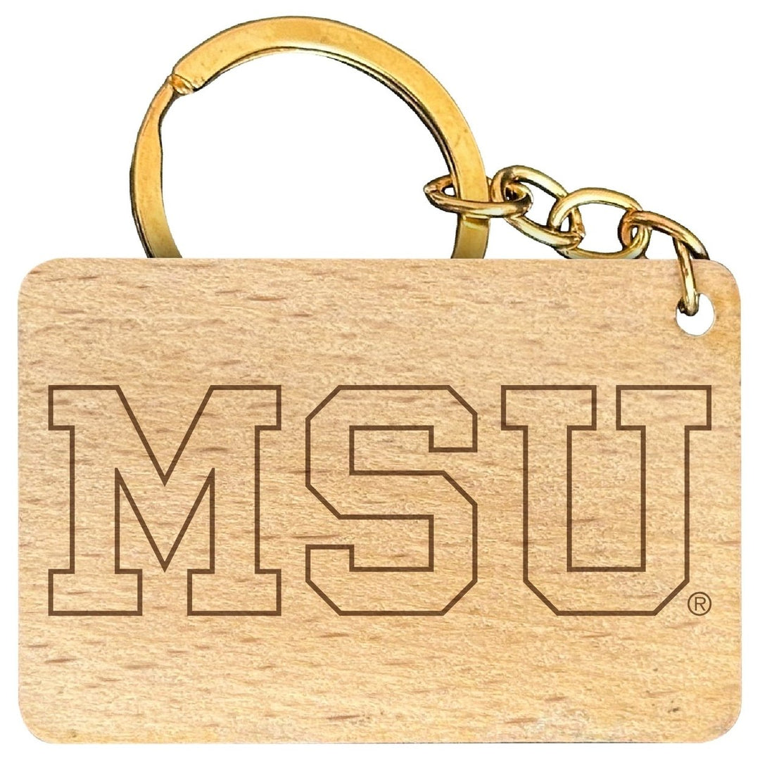 Michigan State Spartans Engraved Flat Wood Keychain 1.5" x 2.5" Officially Licensed Collegiate Product Image 1