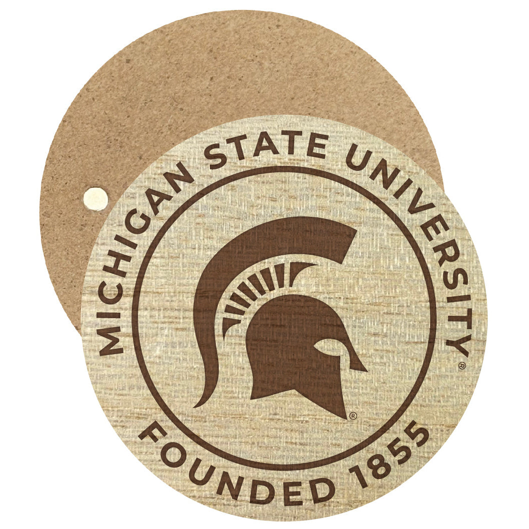 Michigan State Spartans Engraved Round Wooden 2.5" Fridge Magnet Officially Licensed Collegiate Product Image 1