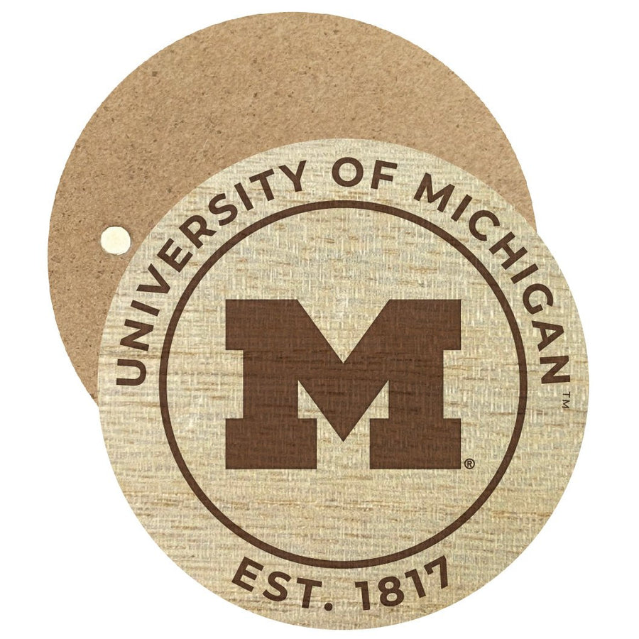 Michigan Wolverines Engraved Round Wooden 2.5" Fridge Magnet Officially Licensed Collegiate Product Image 1