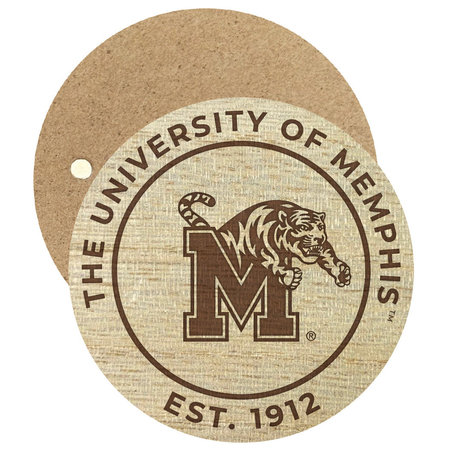 Memphis Tigers Engraved Round Wooden 2.5" Fridge Magnet Officially Licensed Collegiate Product Image 1