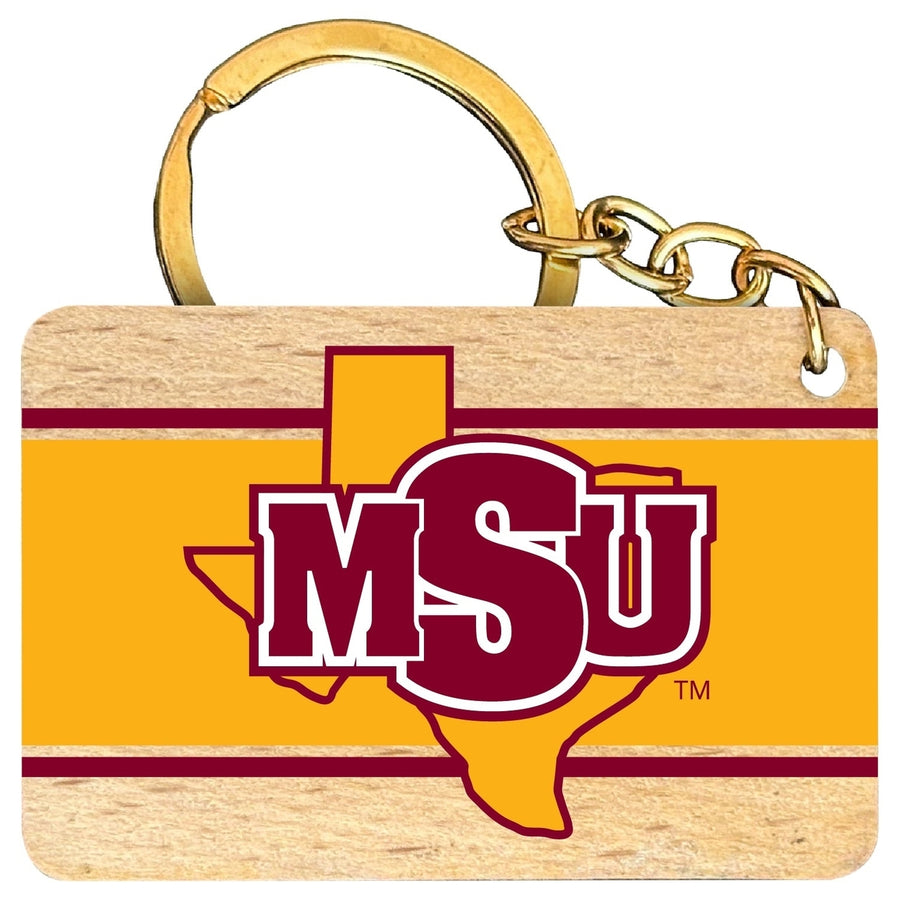 Midwestern State University Mustangs Flat Wood Keychain 1.5" x 2.5" Officially Licensed Collegiate Product Image 1