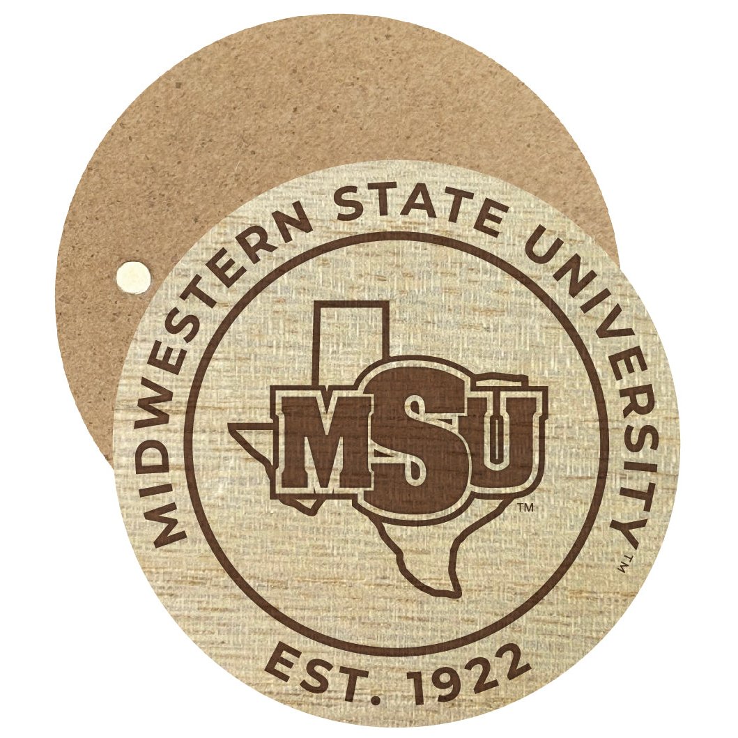 Midwestern State University Mustangs Engraved Round Wooden 2.5" Fridge Magnet Officially Licensed Collegiate Product Image 1