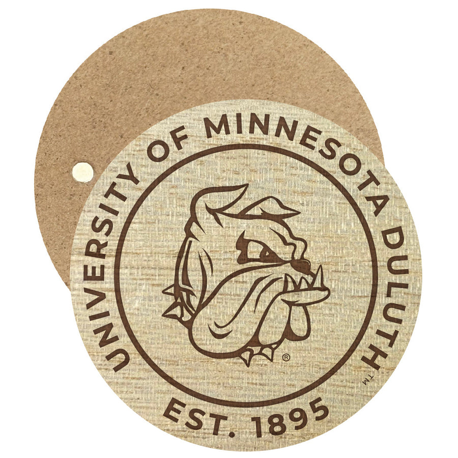 Minnesota Duluth Bulldogs Engraved Round Wooden 2.5" Fridge Magnet Officially Licensed Collegiate Product Image 1