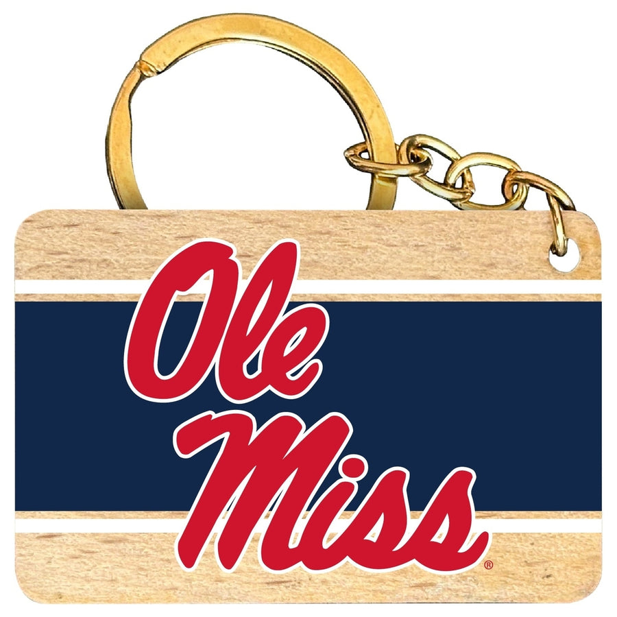 Mississippi Rebels "Ole Miss" Flat Wood Keychain 1.5" x 2.5" Officially Licensed Collegiate Product Image 1