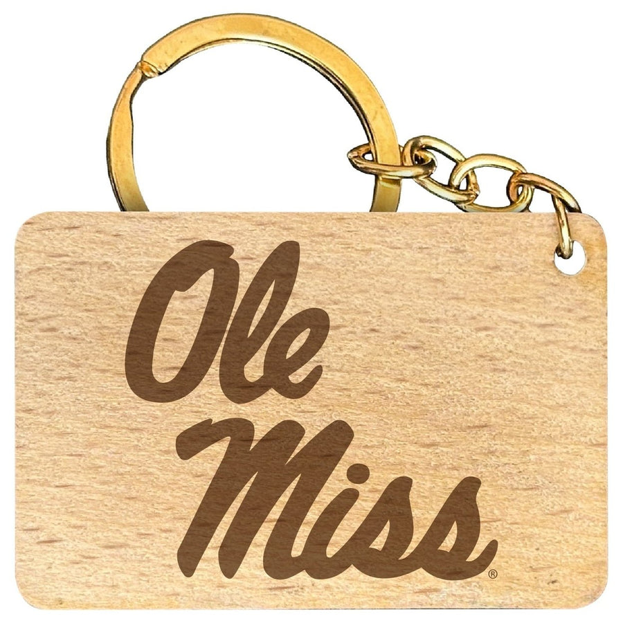 Mississippi Rebels "Ole Miss" Engraved Flat Wood Keychain 1.5" x 2.5" Officially Licensed Collegiate Product Image 1