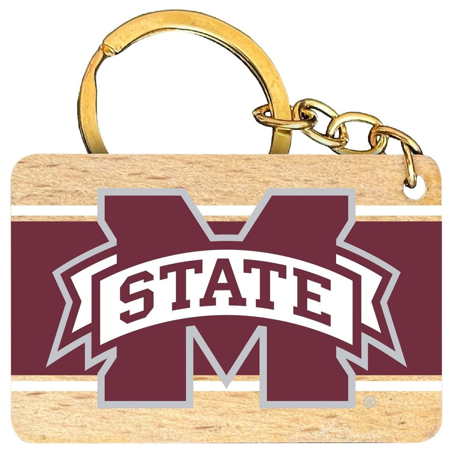 Mississippi State Bulldogs Flat Wood Keychain 1.5" x 2.5" Officially Licensed Collegiate Product Image 1