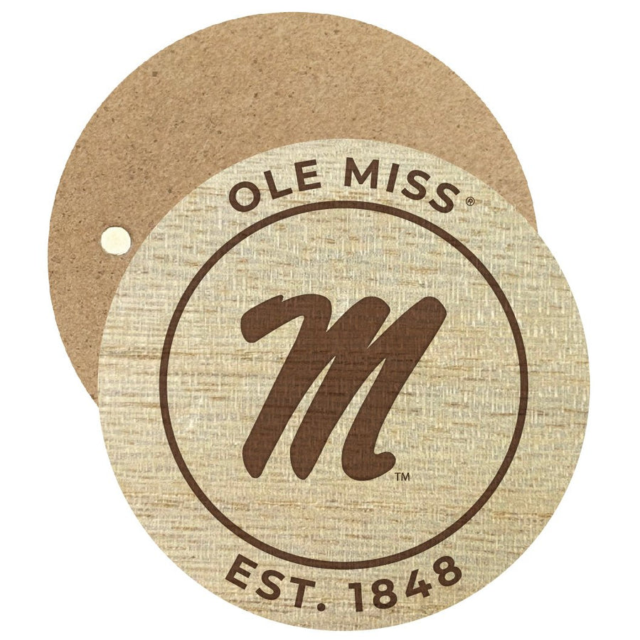 Mississippi Rebels "Ole Miss" Engraved Round Wooden 2.5" Fridge Magnet Officially Licensed Collegiate Product Image 1