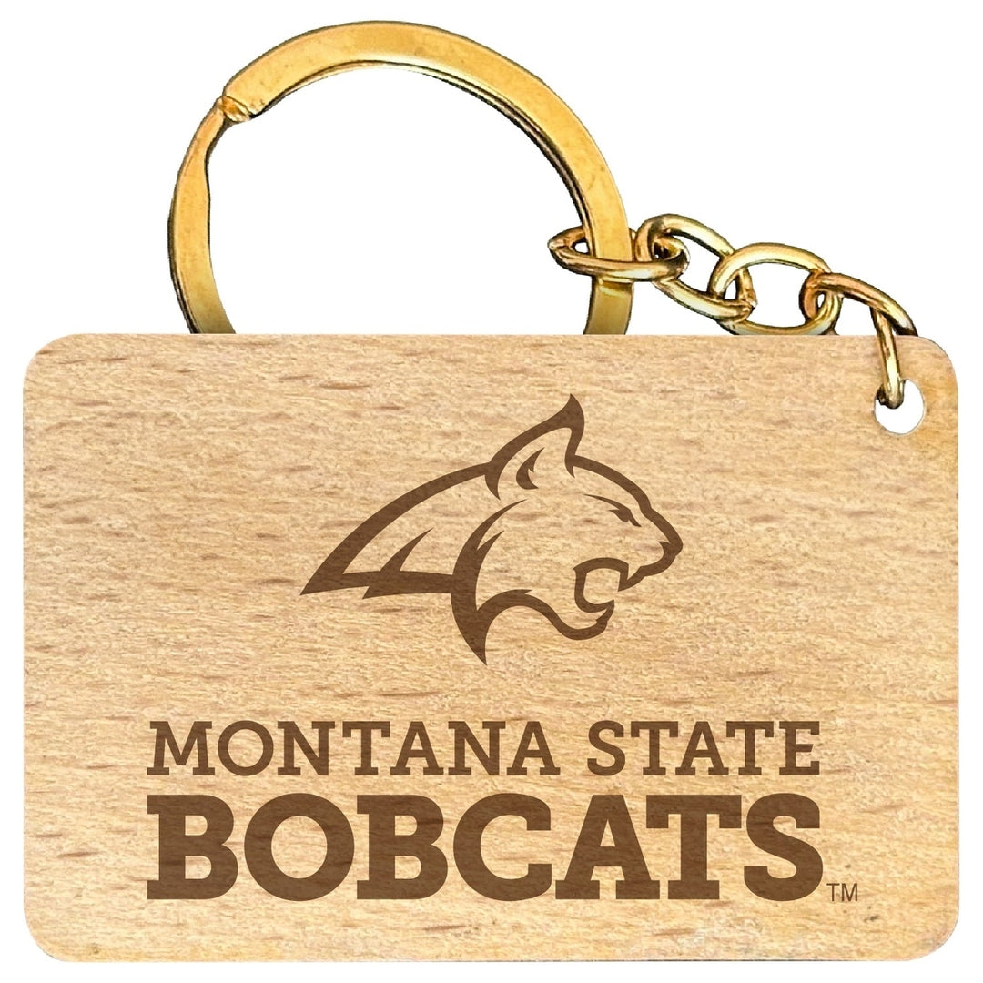 Montana State Bobcats Engraved Flat Wood Keychain 1.5" x 2.5" Officially Licensed Collegiate Product Image 1