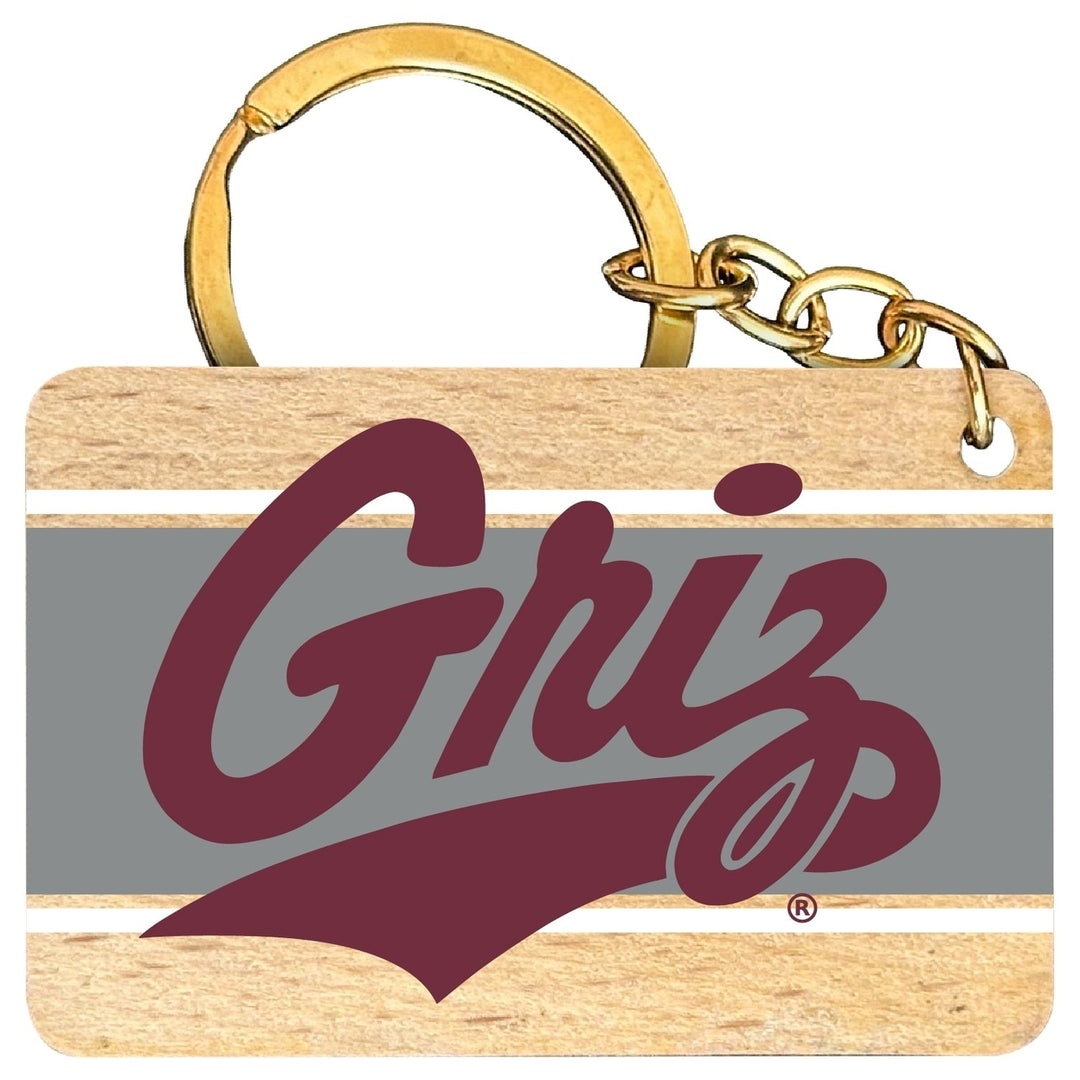 Montana University Flat Wood Keychain 1.5" x 2.5" Officially Licensed Collegiate Product Image 1