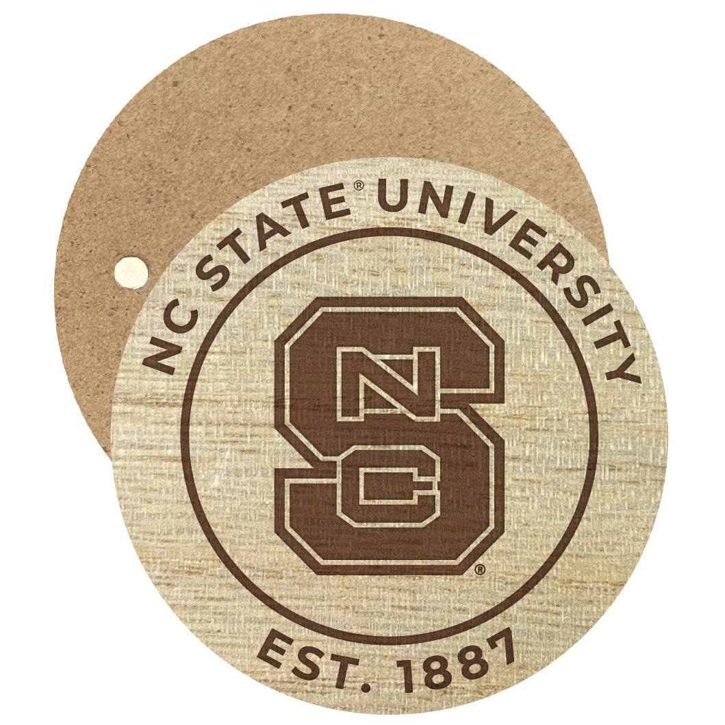 NC State Wolfpack Engraved Round Wooden 2.5" Fridge Magnet Officially Licensed Collegiate Product Image 1