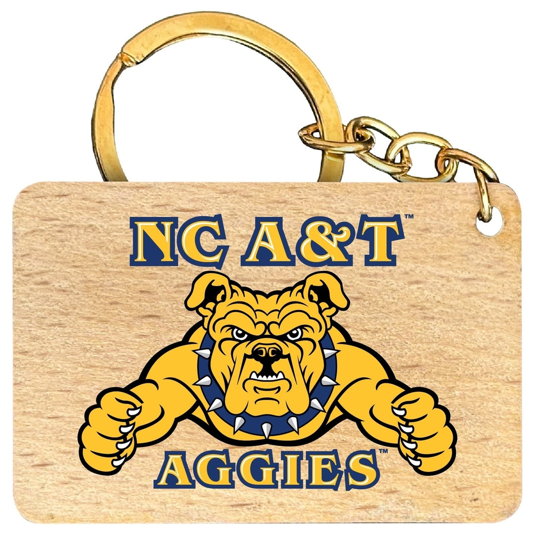 North Carolina AandT State Aggies Flat Wood Keychain 1.5" x 2.5" Officially Licensed Collegiate Product Image 1