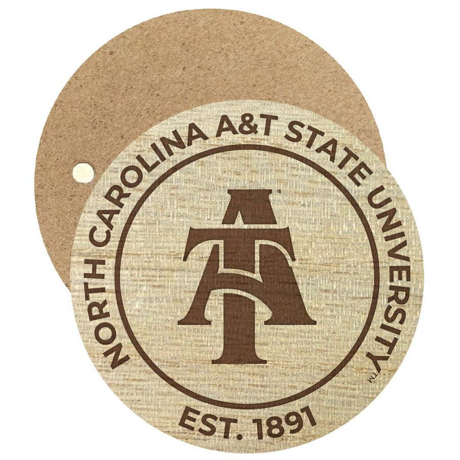 North Carolina AandT State Aggies Engraved Round Wooden 2.5" Fridge Magnet Officially Licensed Collegiate Product Image 1