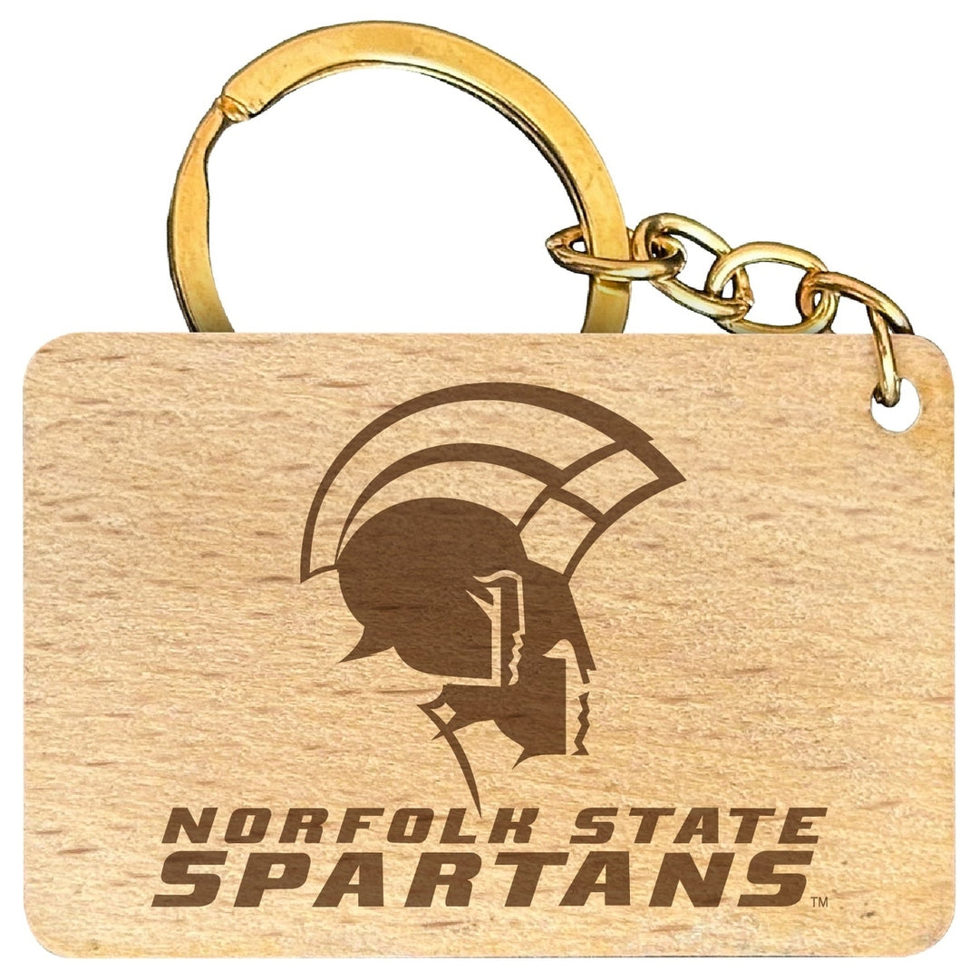 Norfolk State University Engraved Flat Wood Keychain 1.5" x 2.5" Officially Licensed Collegiate Product Image 1