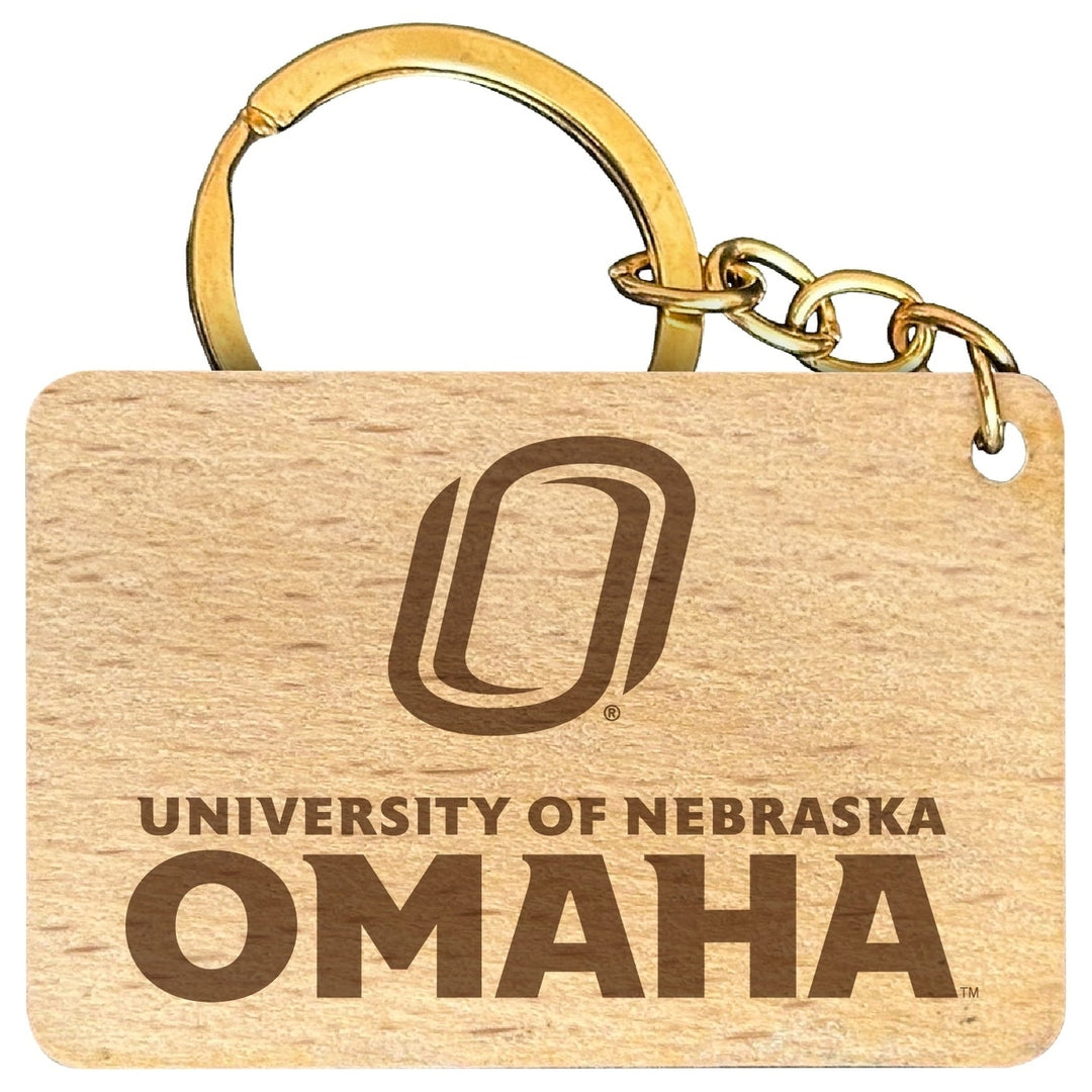 Nebraska at Omaha Engraved Flat Wood Keychain 1.5" x 2.5" Officially Licensed Collegiate Product Image 1