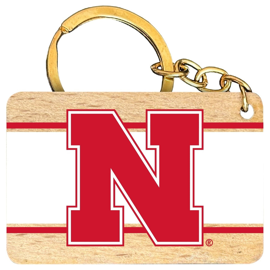 Nebraska Cornhuskers Flat Wood Keychain 1.5" x 2.5" Officially Licensed Collegiate Product Image 1