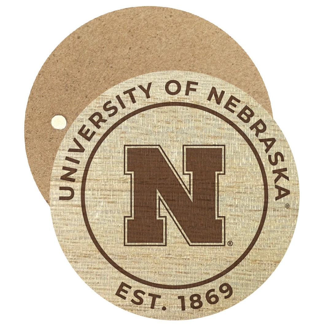 Nebraska Cornhuskers Engraved Round Wooden 2.5" Fridge Magnet Officially Licensed Collegiate Product Image 1