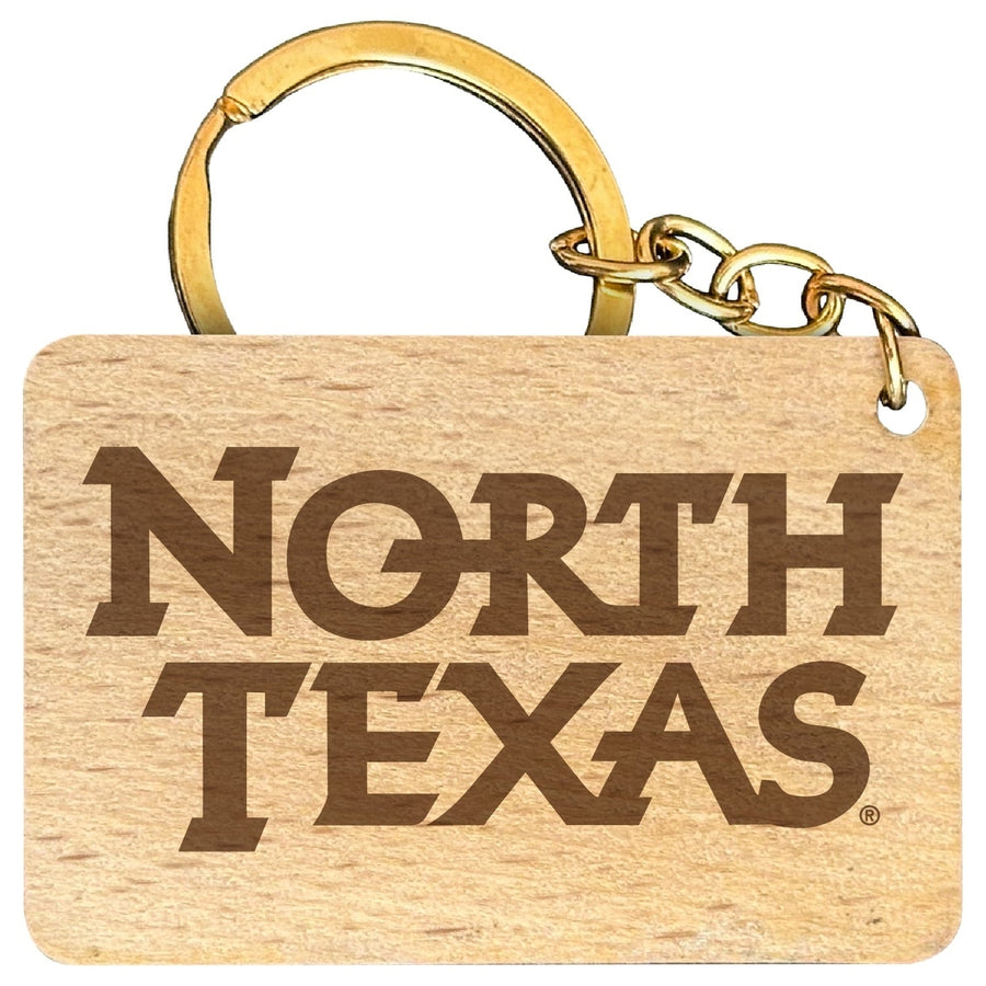 North Texas Engraved Flat Wood Keychain 1.5" x 2.5" Officially Licensed Collegiate Product Image 1