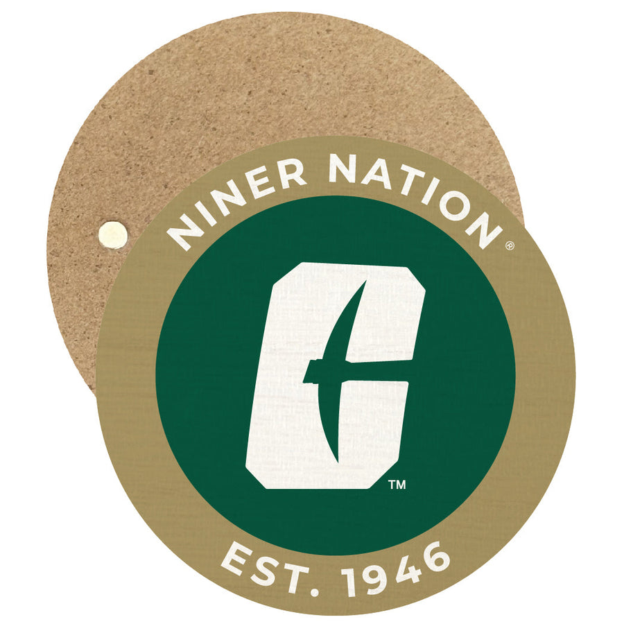 North Carolina Charlotte Forty-Niners Round Wooden 2.5" Fridge Magnet Officially Licensed Collegiate Product Image 1