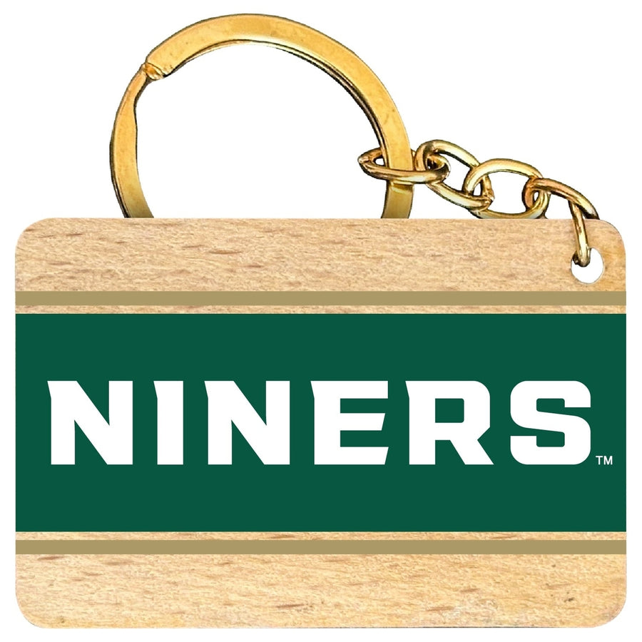 North Carolina Charlotte Forty-Niners Flat Wood Keychain 1.5" x 2.5" Officially Licensed Collegiate Product Image 1