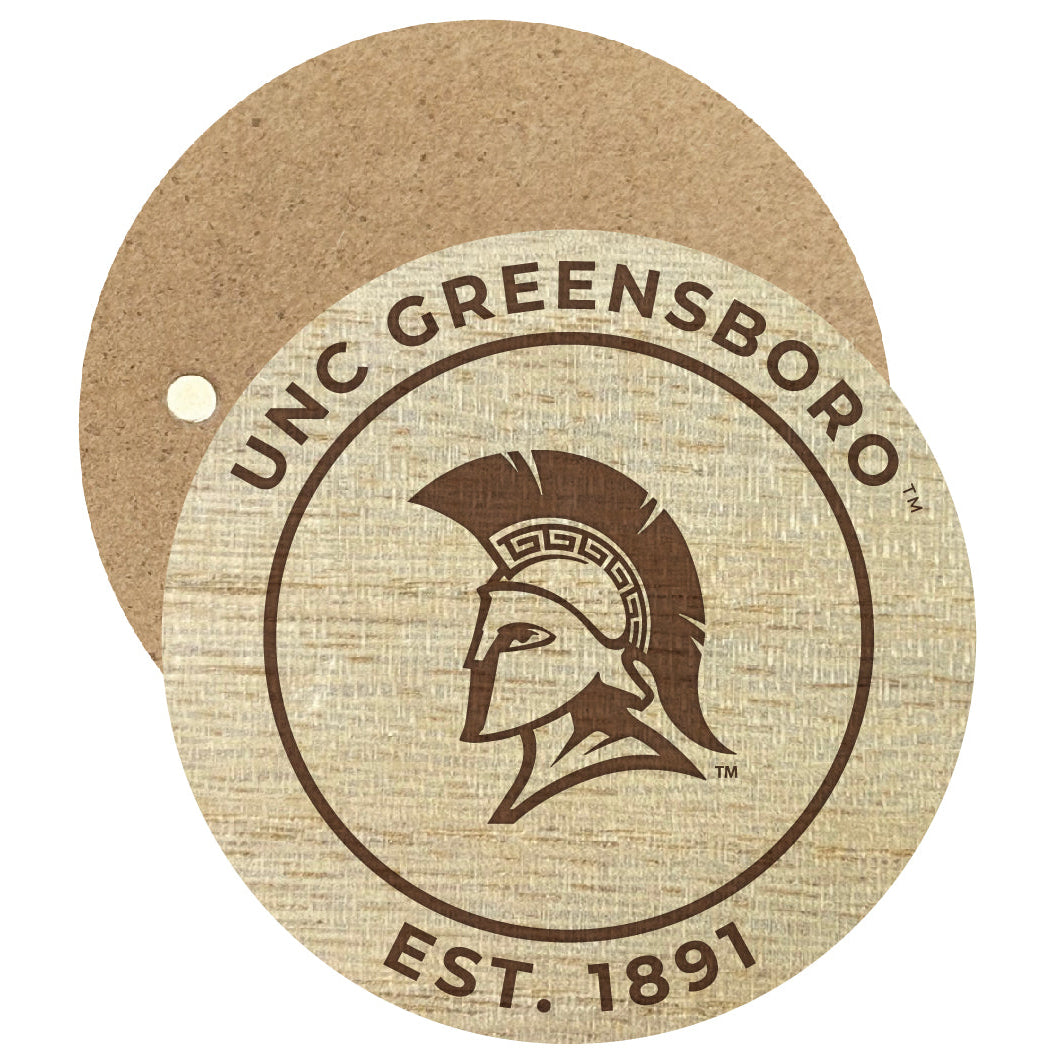 North Carolina Greensboro Spartans Engraved Round Wooden 2.5" Fridge Magnet Officially Licensed Collegiate Product Image 1