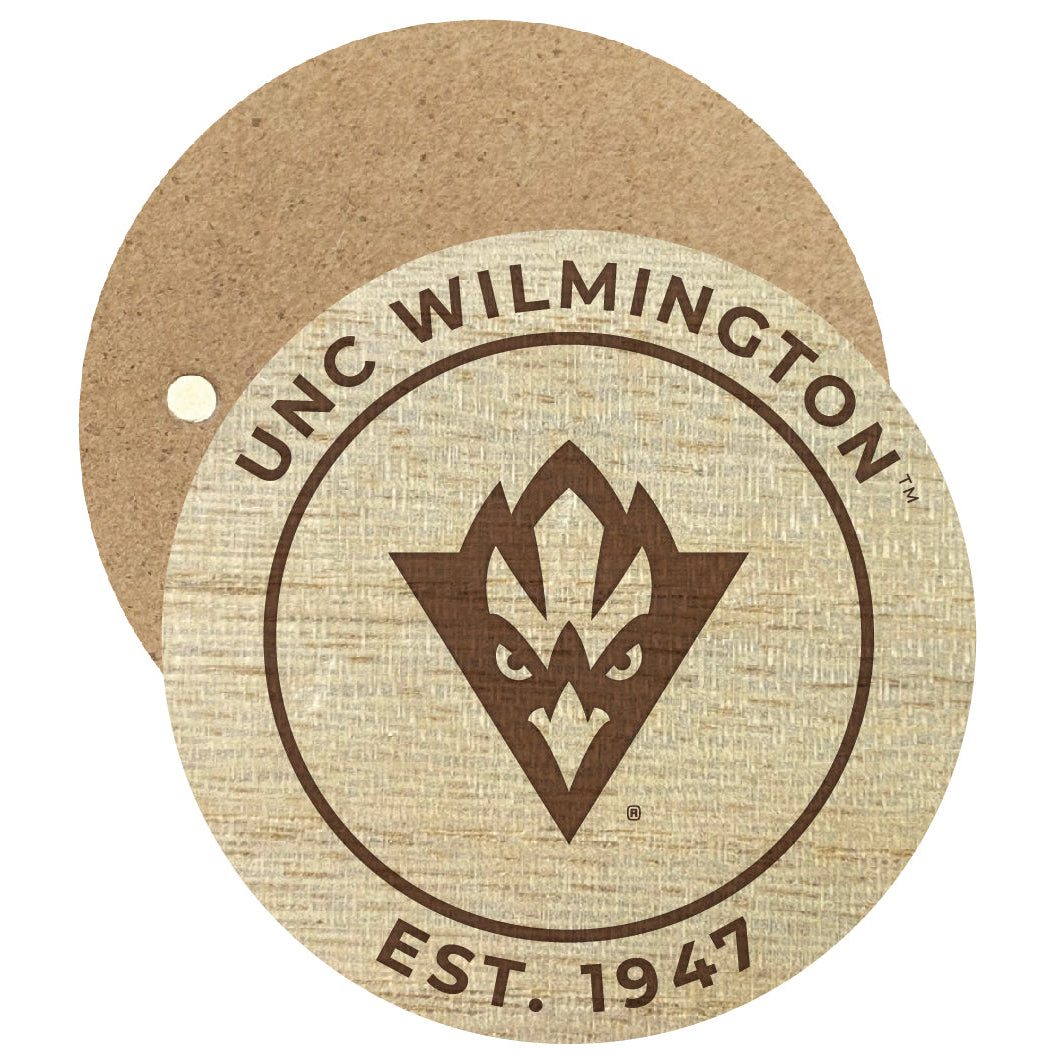 North Carolina Wilmington Seahawks Engraved Round Wooden 2.5" Fridge Magnet Officially Licensed Collegiate Product Image 1