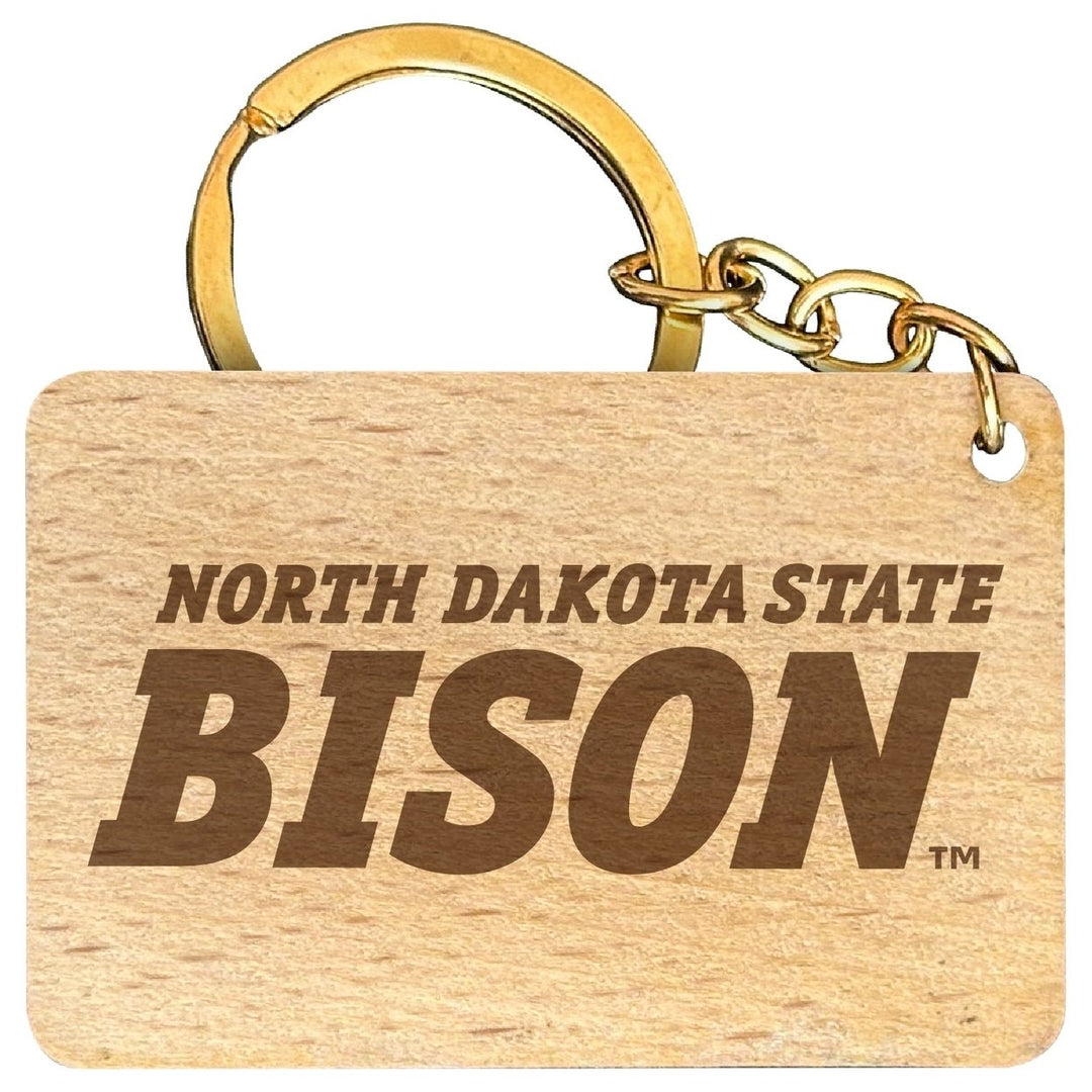 North Dakota State Bison Engraved Flat Wood Keychain 1.5" x 2.5" Officially Licensed Collegiate Product Image 1