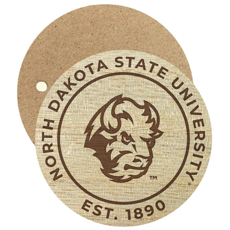 North Dakota State Bison Engraved Round Wooden 2.5" Fridge Magnet Officially Licensed Collegiate Product Image 1