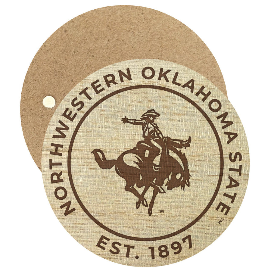 Northwestern Oklahoma State University Engraved Round Wooden 2.5" Fridge Magnet Officially Licensed Collegiate Product Image 1