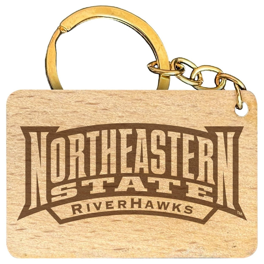 Northeastern State University Riverhawks Engraved Flat Wood Keychain 1.5" x 2.5" Officially Licensed Collegiate Product Image 1