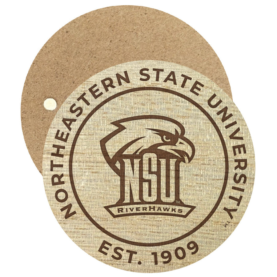 Northeastern State University Riverhawks Engraved Round Wooden 2.5" Fridge Magnet Officially Licensed Collegiate Product Image 1