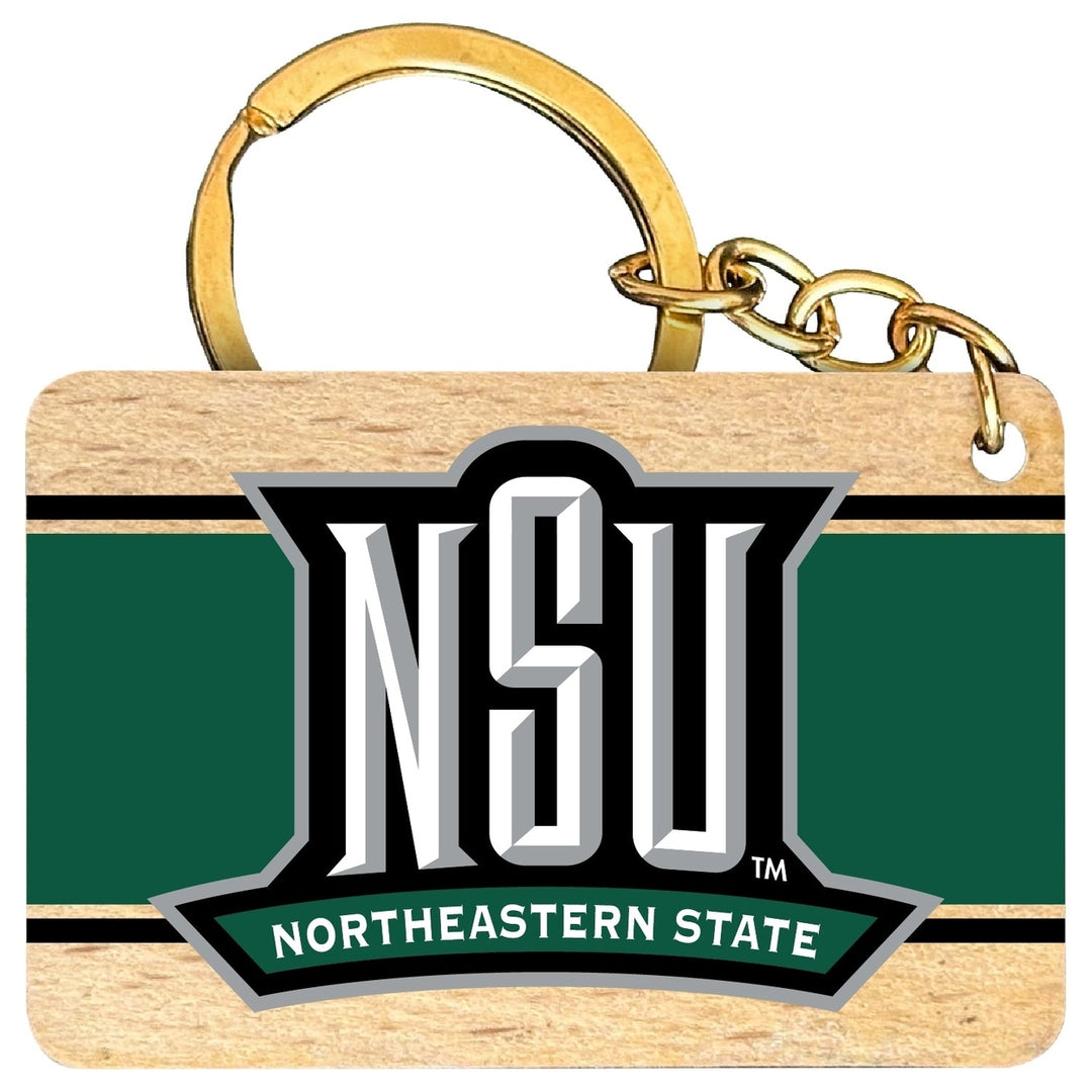 Northeastern State University Riverhawks Flat Wood Keychain 1.5" x 2.5" Officially Licensed Collegiate Product Image 1