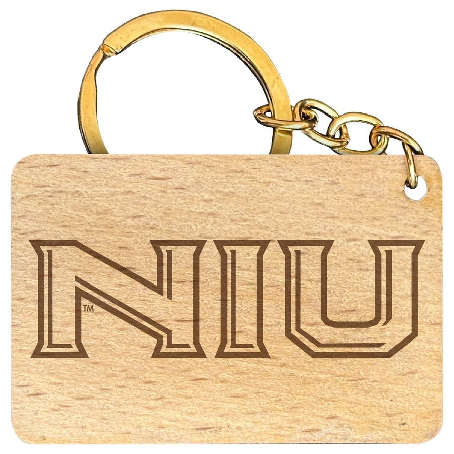 Northern Illinois Huskies Engraved Flat Wood Keychain 1.5" x 2.5" Officially Licensed Collegiate Product Image 1