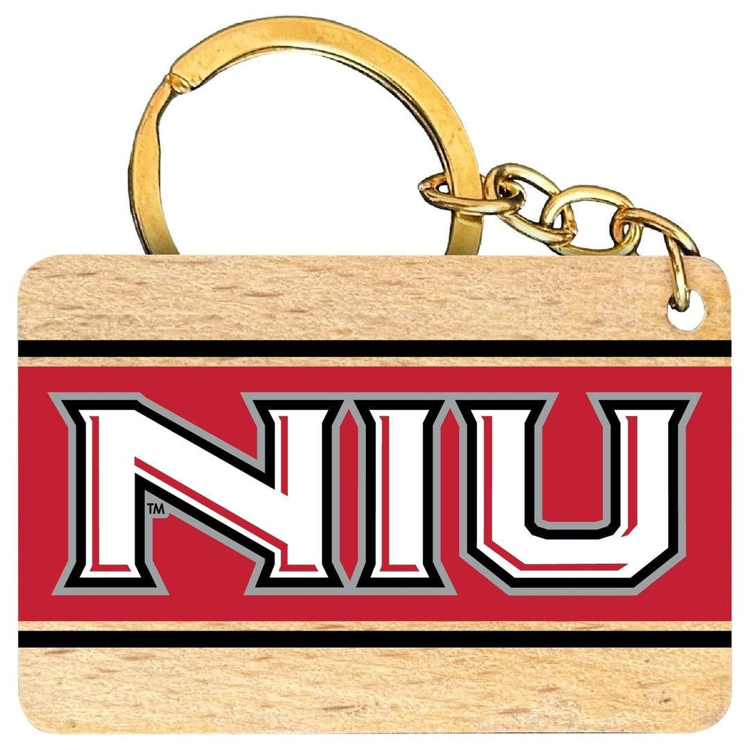 Northern Illinois Huskies Flat Wood Keychain 1.5" x 2.5" Officially Licensed Collegiate Product Image 1