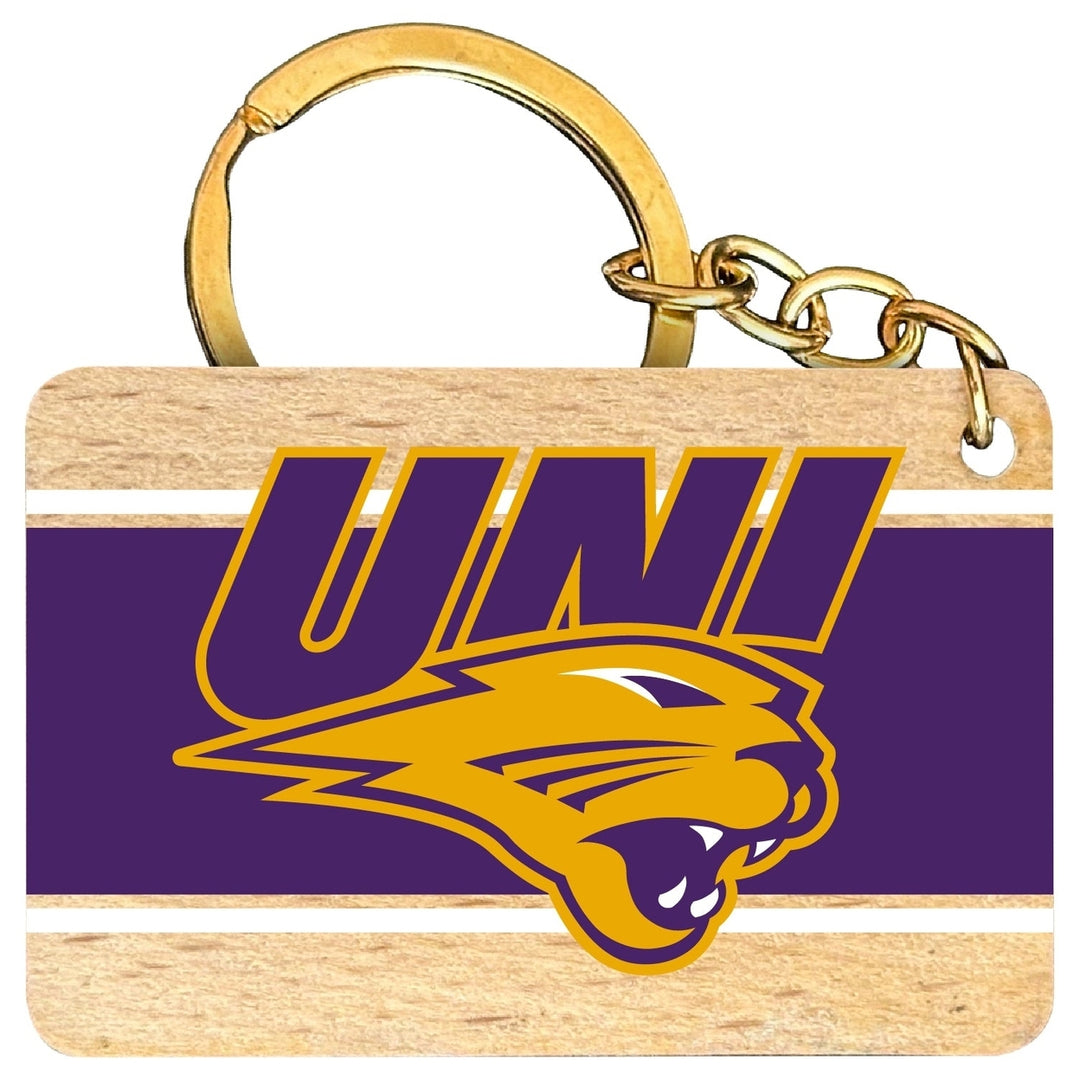 Northern Iowa Panthers Flat Wood Keychain 1.5" x 2.5" Officially Licensed Collegiate Product Image 1