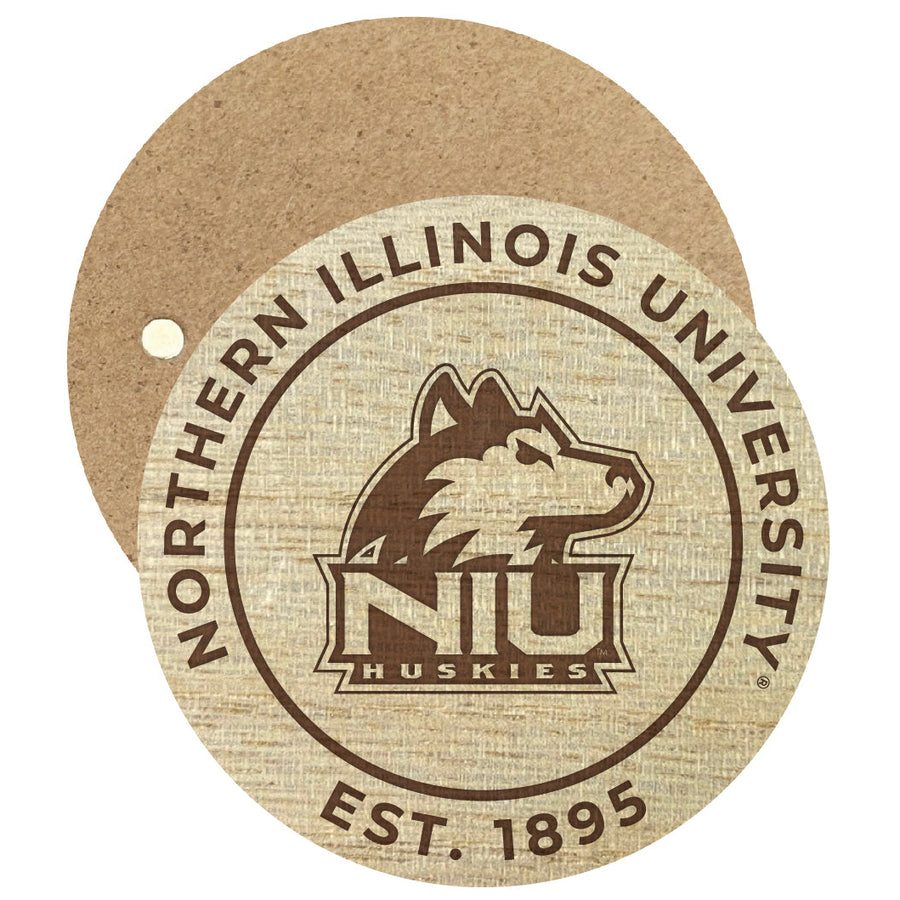 Northern Illinois Huskies Engraved Round Wooden 2.5" Fridge Magnet Officially Licensed Collegiate Product Image 1